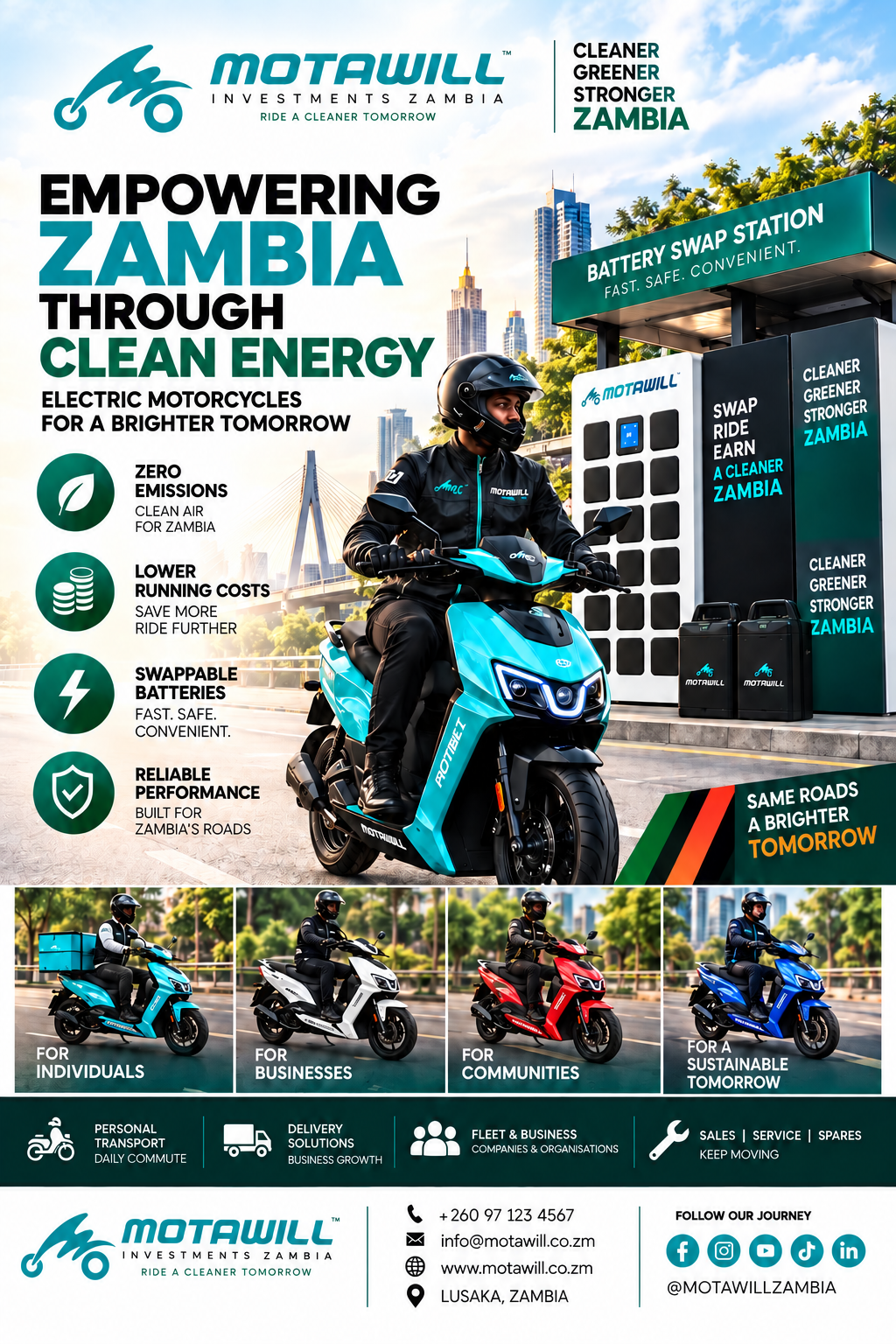 Motawill rider and electric mobility campaign
