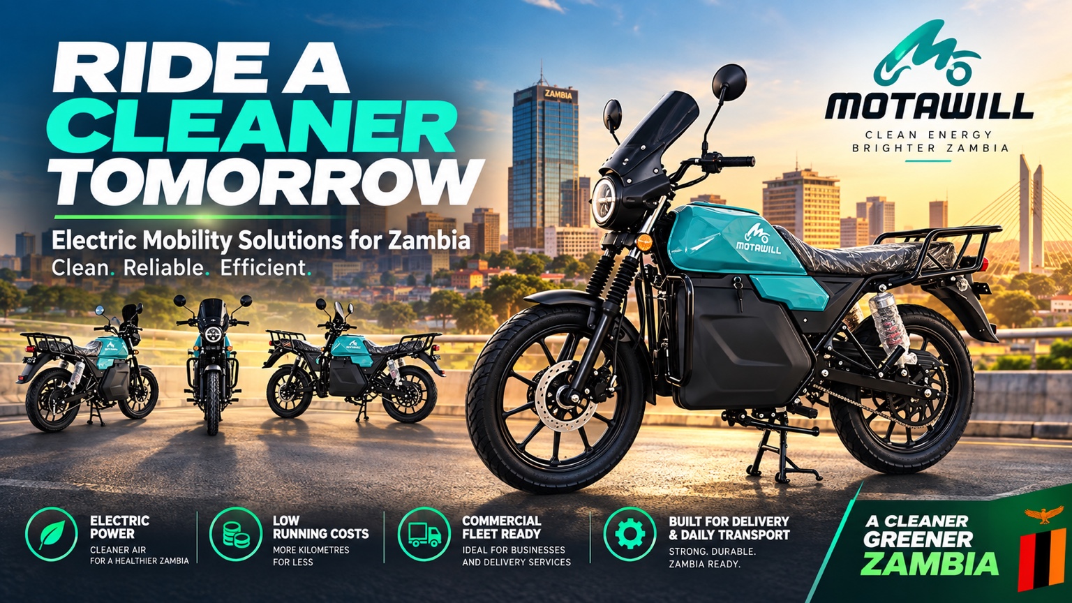 Motawill electric motorcycles in Zambia